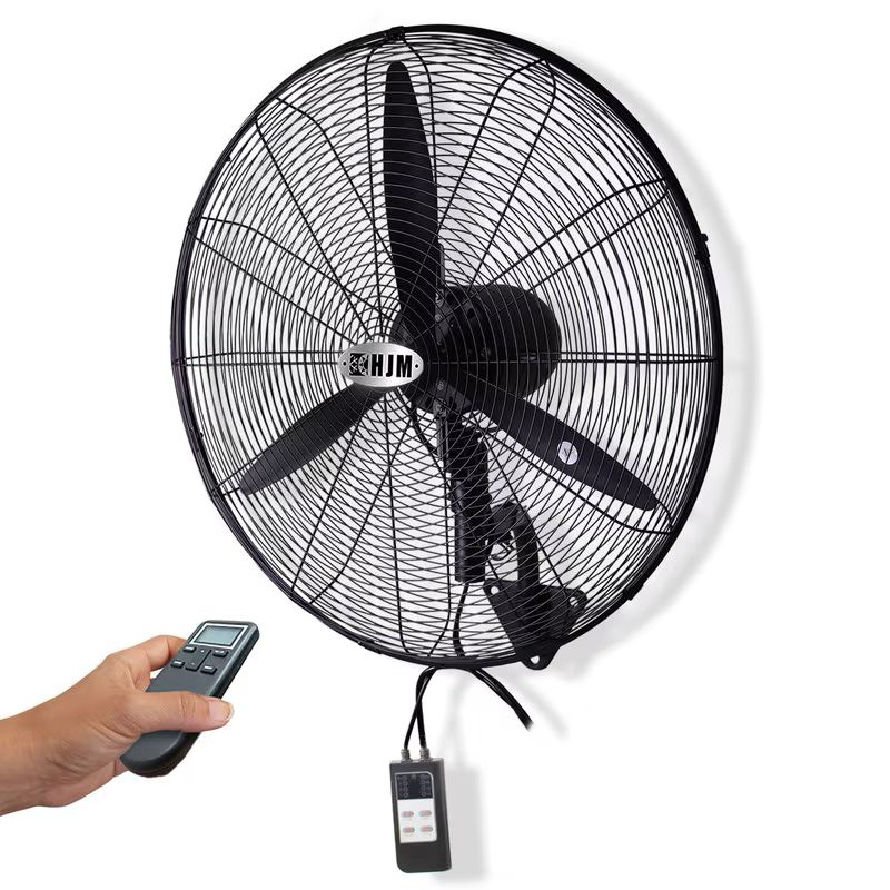 HJM Ventilador de pared con mando VIP003MD,aspas de aluminio de 75cm,mando a distancia,4 velocidades, temporizador, cabezal oscilante y fijo.210W