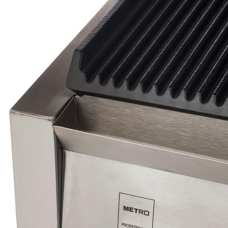 METRO Professional Plancha con Panini grill GPG1201, acero inoxidable, 43 x 36 x 20 cm, temperatura hasta 300 °C, 45 paninis cada 60 minutos, plata