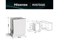 Lavavajillas integrable - Hisense HV673A65, 16 servicios, 7 programas, 59.8 cm, Tercera Bandejea, Wi Fi, Sin Panelar