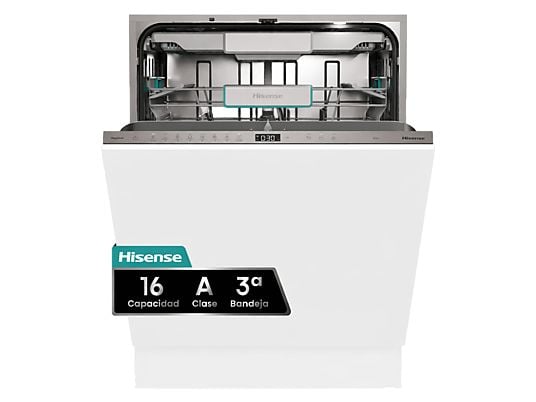 Lavavajillas integrable - Hisense HV673A65, 16 servicios, 7 programas, 59.8 cm, Tercera Bandejea, Wi Fi, Sin Panelar
