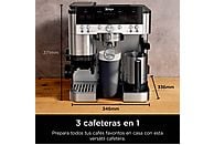 Cafetera express - Ninja Luxe Café Premier ES601EU, 9 bar, 1650W, 2 Tazas, Capacidad del depósito 2L, Capacidad de café en grano 250g, Plata