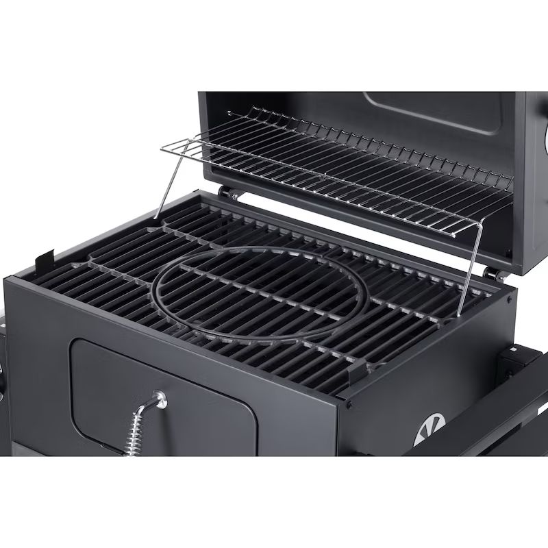 Tarrington House Barbacoa de carbón Memphis, acero/hierro fundido, superficie de barbacoa 41.7 x 57 cm, estante plegable, tapa con termómetro, negro