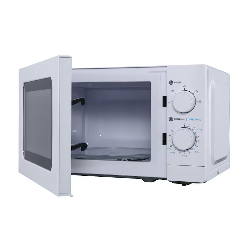 aro Microondas MW10720, acero-SPCC, 43.9 x 33.4 x 25.8 cm, 20 L, 700 W, 5 programas, temporizador, plato giratorio: Ø 25.5 cm, blanco